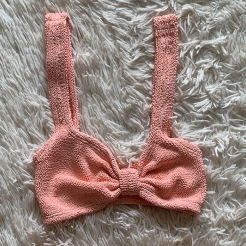 New Hunza g Bonnie bikini top in peach one size - Picture 3 of 4